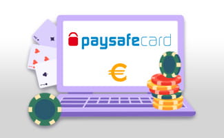 A laptop with the paysafecard symbol on the screen.