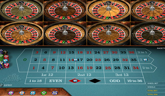 Multi-wheel roulette mat from Microgaming.