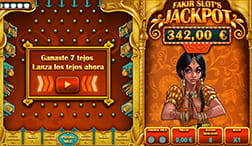 Access screen to the jackpot of the Fakir slot from Gaming1.