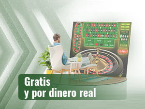 A player sitting in front of a big screen watching a game of European roulette.